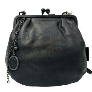 Aunts & Uncles Leather Shoulder/Clutch Bag Black Kisslock Frame Made Germany NWT